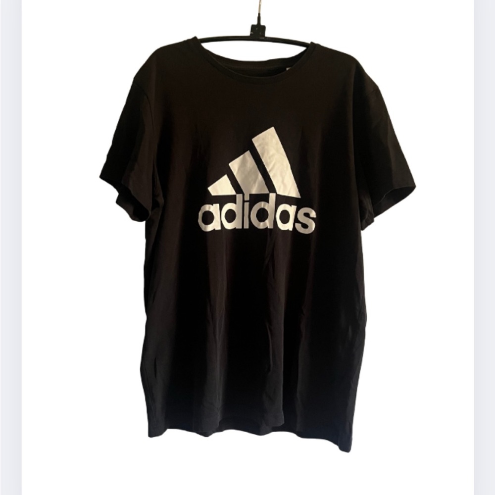 Adidas Men's Black and White Logo Tee